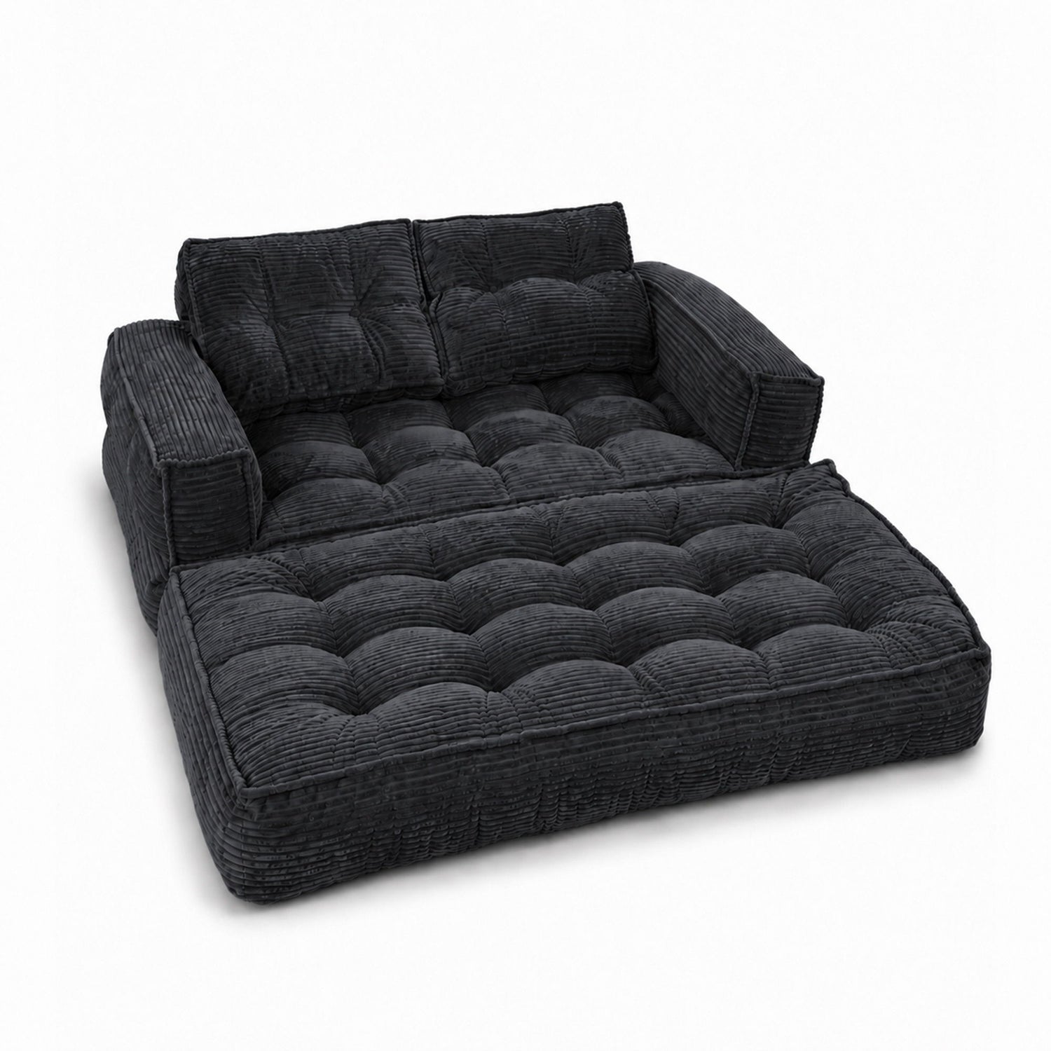 2 Seater Modular Corduroy Sofa With Chaise Lounge For Living Room