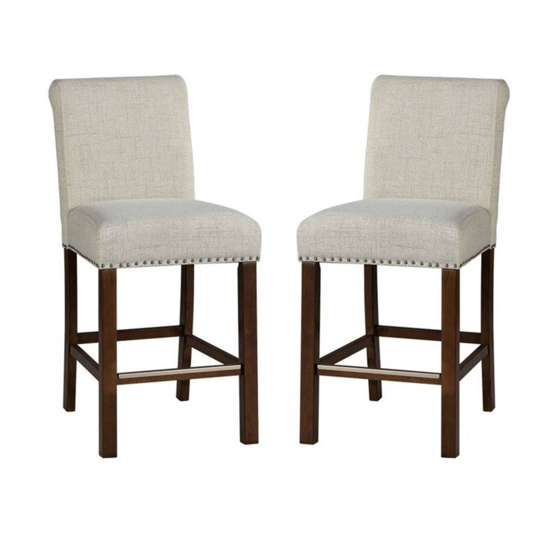 Upholstered Counter Stool With Nailhead Trim (Set of 2)