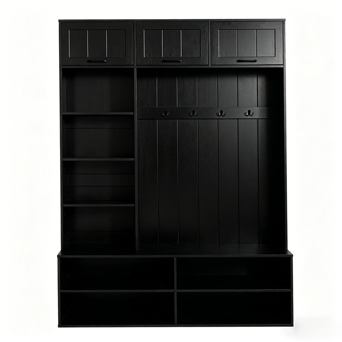 Farmhouse Hall Tree &amp; Bench And Shoe Storage