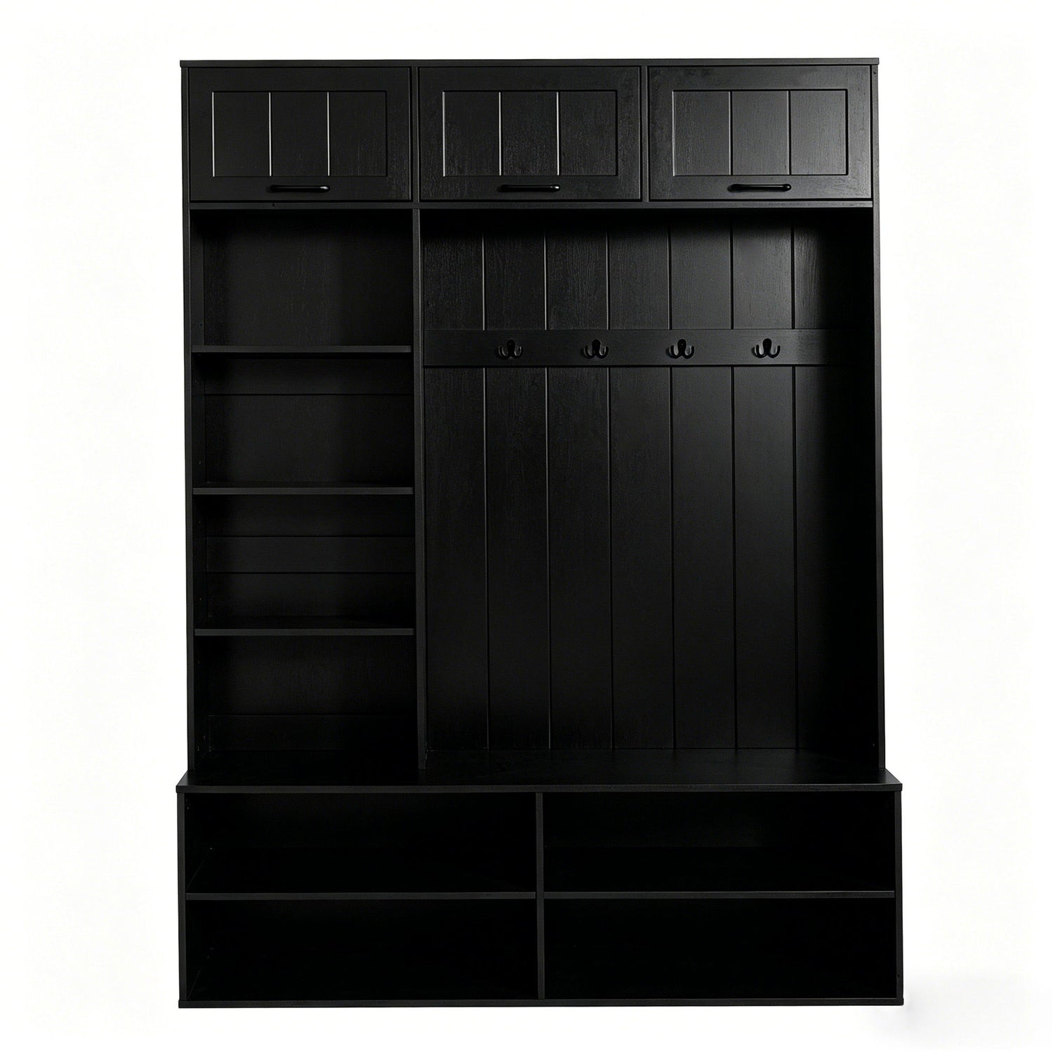Farmhouse Hall Tree &amp; Bench And Shoe Storage