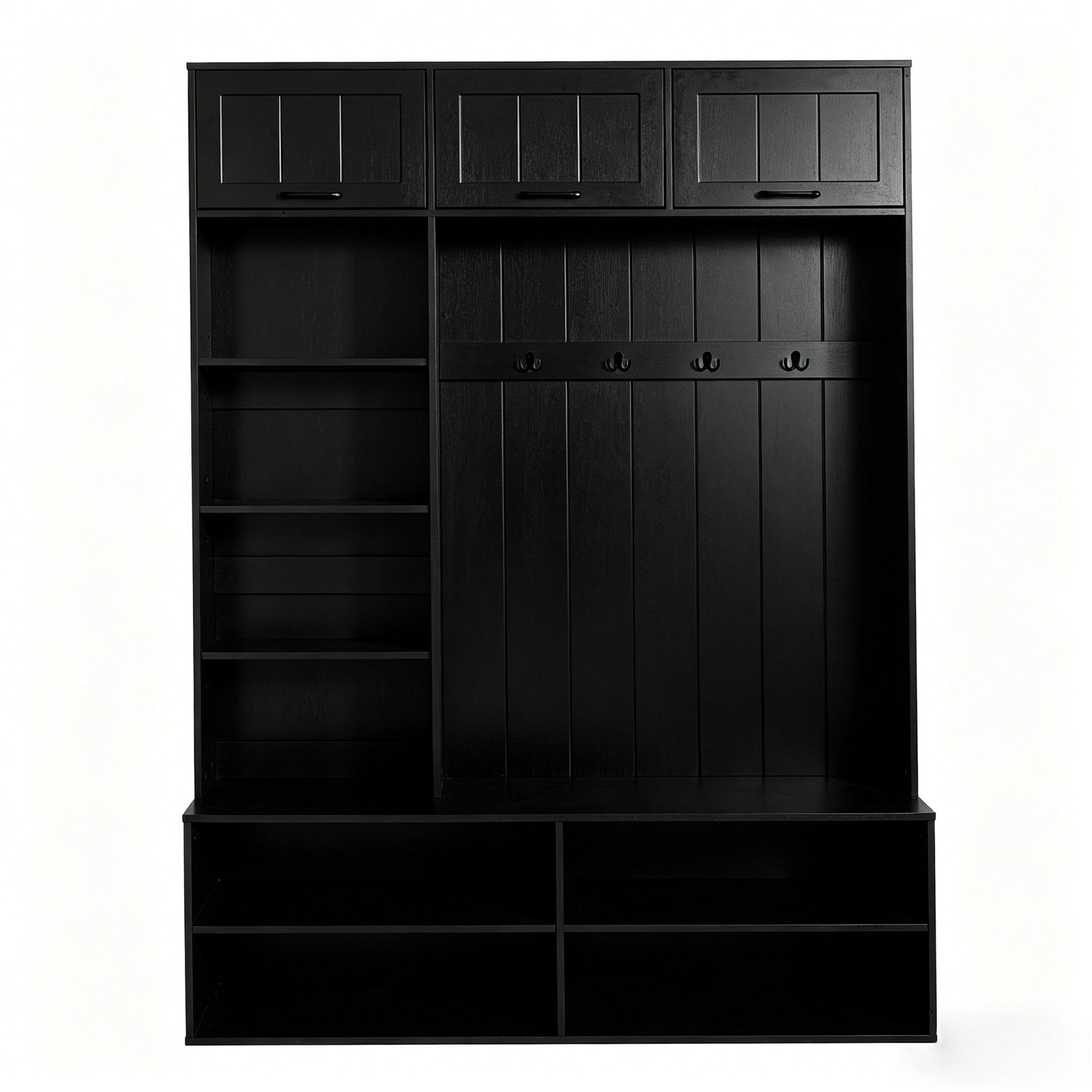 Farmhouse Hall Tree &amp; Bench And Shoe Storage