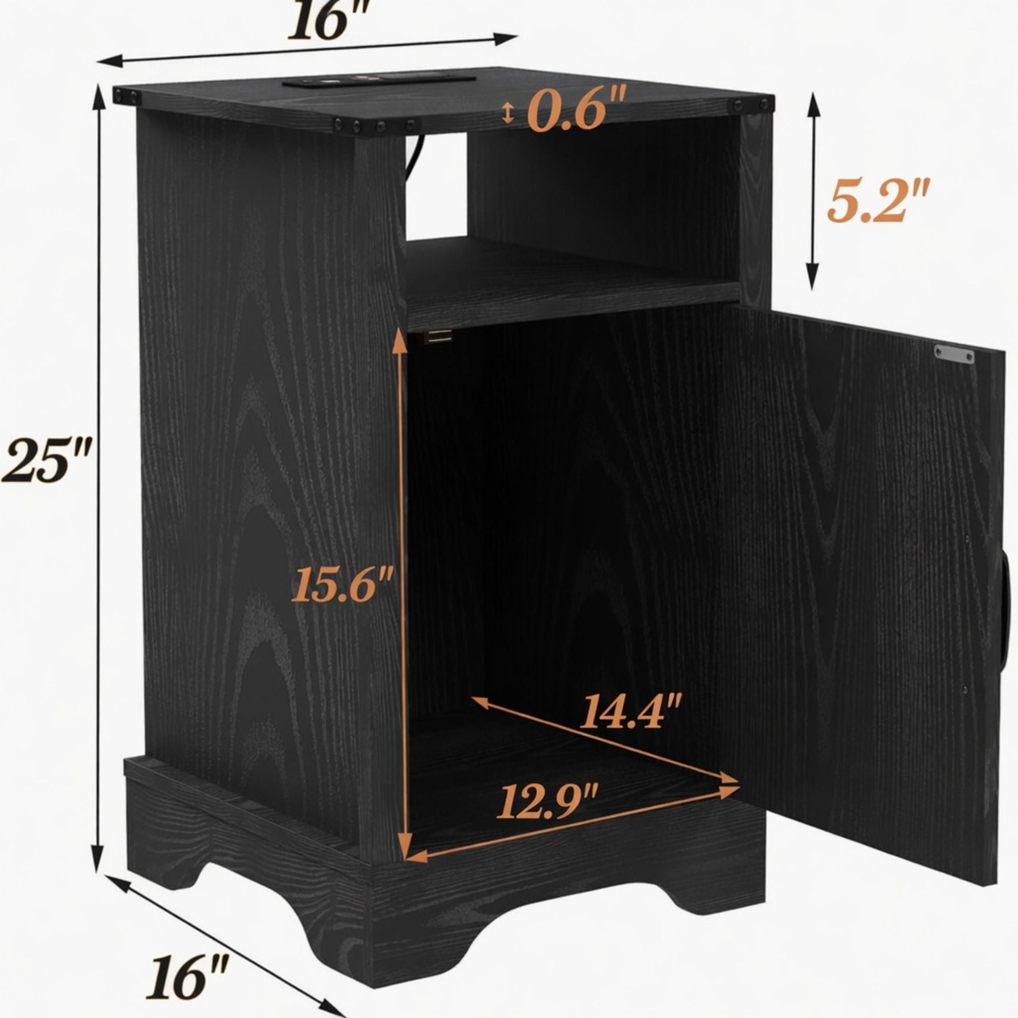 Farmhouse Nightstand, Charging Station &amp; Storage