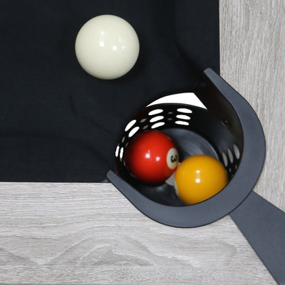 84&quot; Pool Table with Billiard Balls, Cues, Pool Cue Chalk, Cleaning Brush, X-Legs, Black Cloth, Rustic Grey,84.1&quot;L x 46.5&quot;W x 32&quot;H
