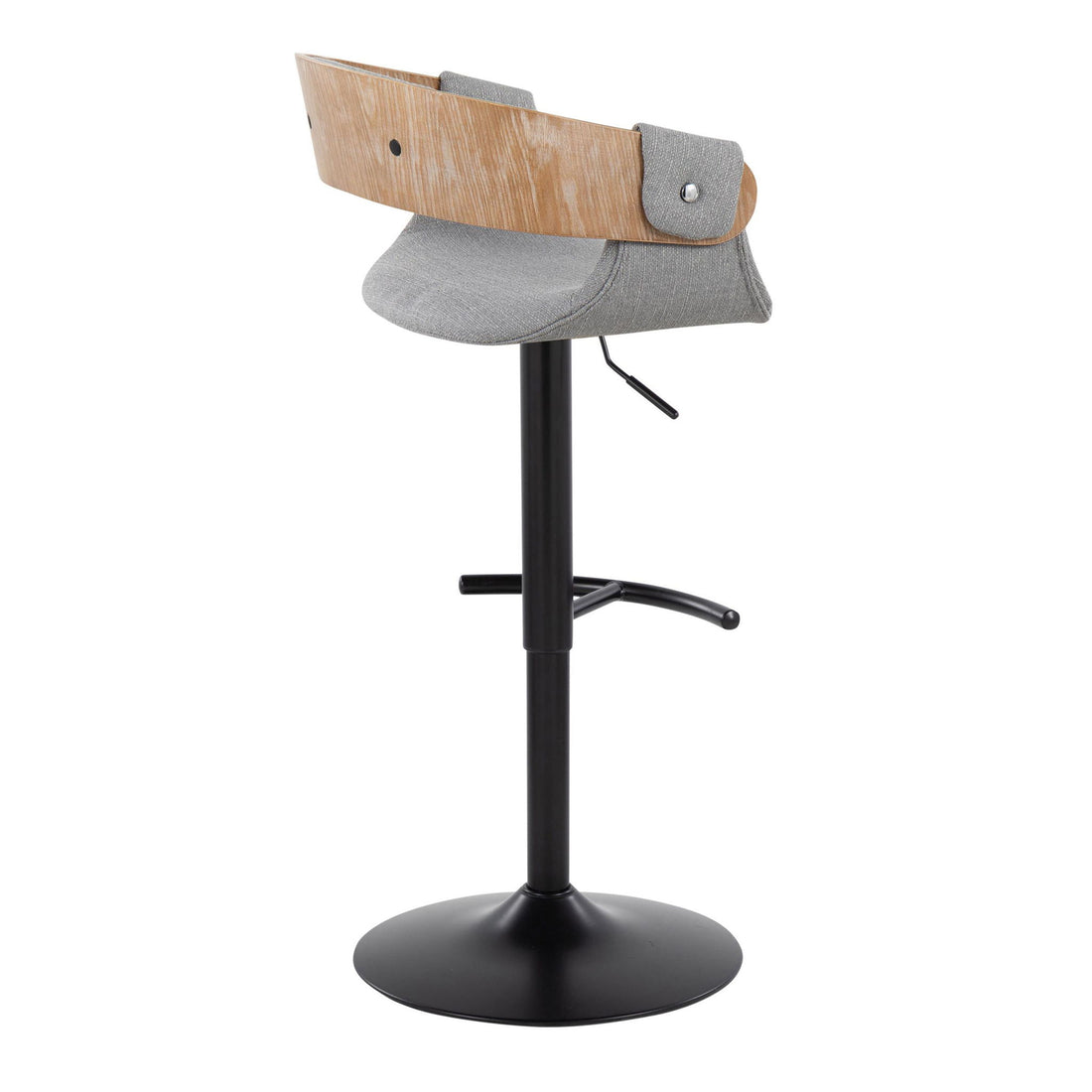 Elisa - Adjustable Barstool With Swivel &amp; Rounded T Footrest (Set of 2) - Gray - Fabric