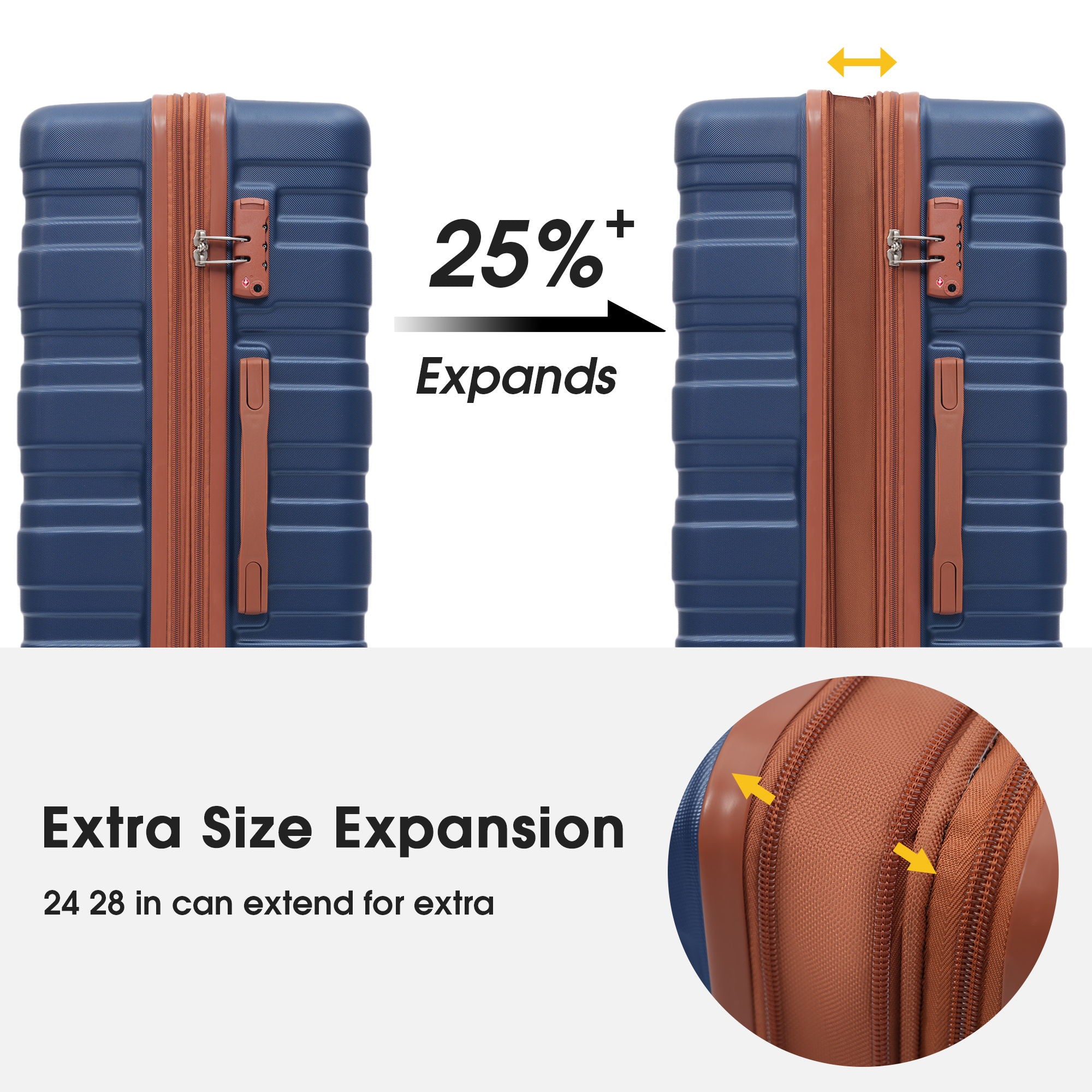 Hardshell Luggage Sets 3 Pieces Spinner Suitcase With Tsa Lock Lightweight 20&quot; 24&quot; 28&quot;