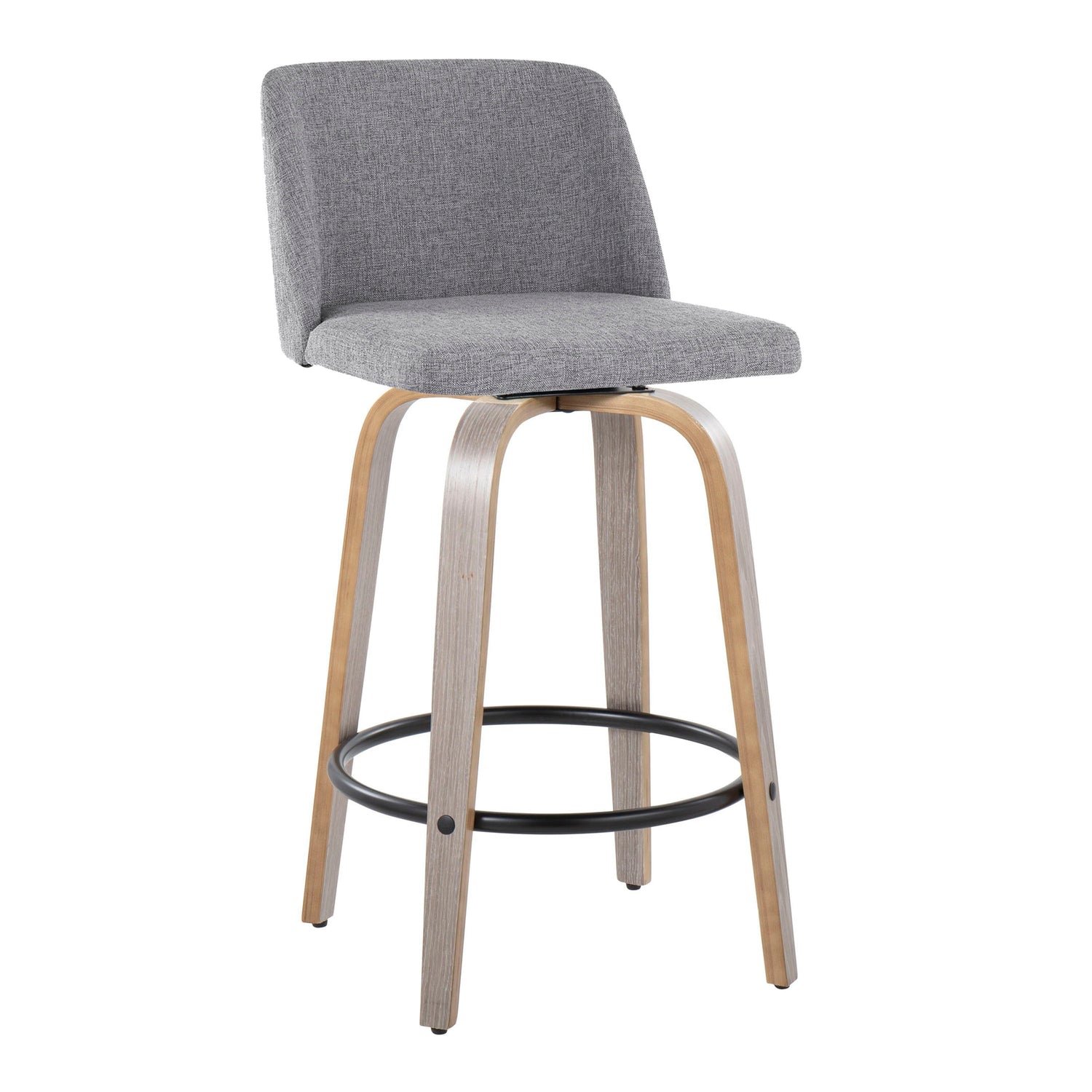 Toriano - Contemporary Fixed Height Counter Stool With Swivel &amp; Round Footrest (Set of 2)
