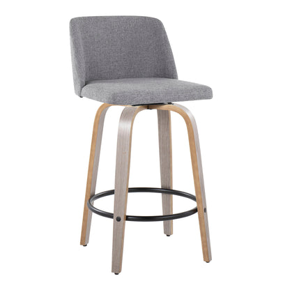 Toriano - Contemporary Fixed Height Counter Stool With Swivel &amp; Round Footrest (Set of 2)