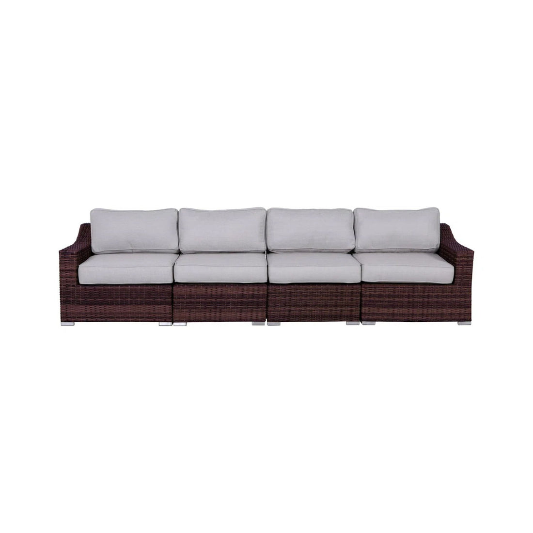 Contemporary Outdoor Rattan Wicker Sectional Seating Group With Cushions