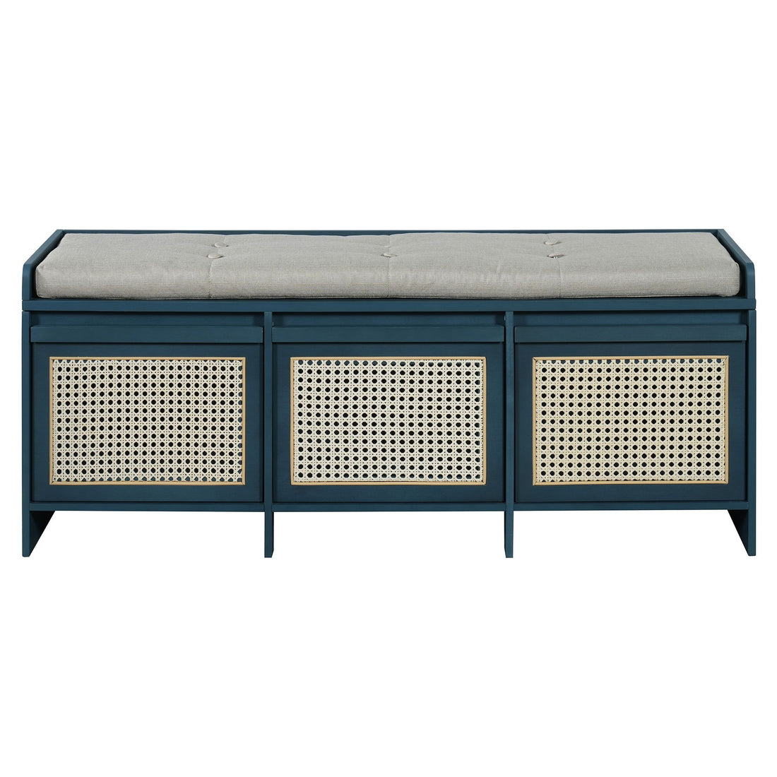 Entryway Shoe Bench With Drawers &amp; Button Tufted Cushion