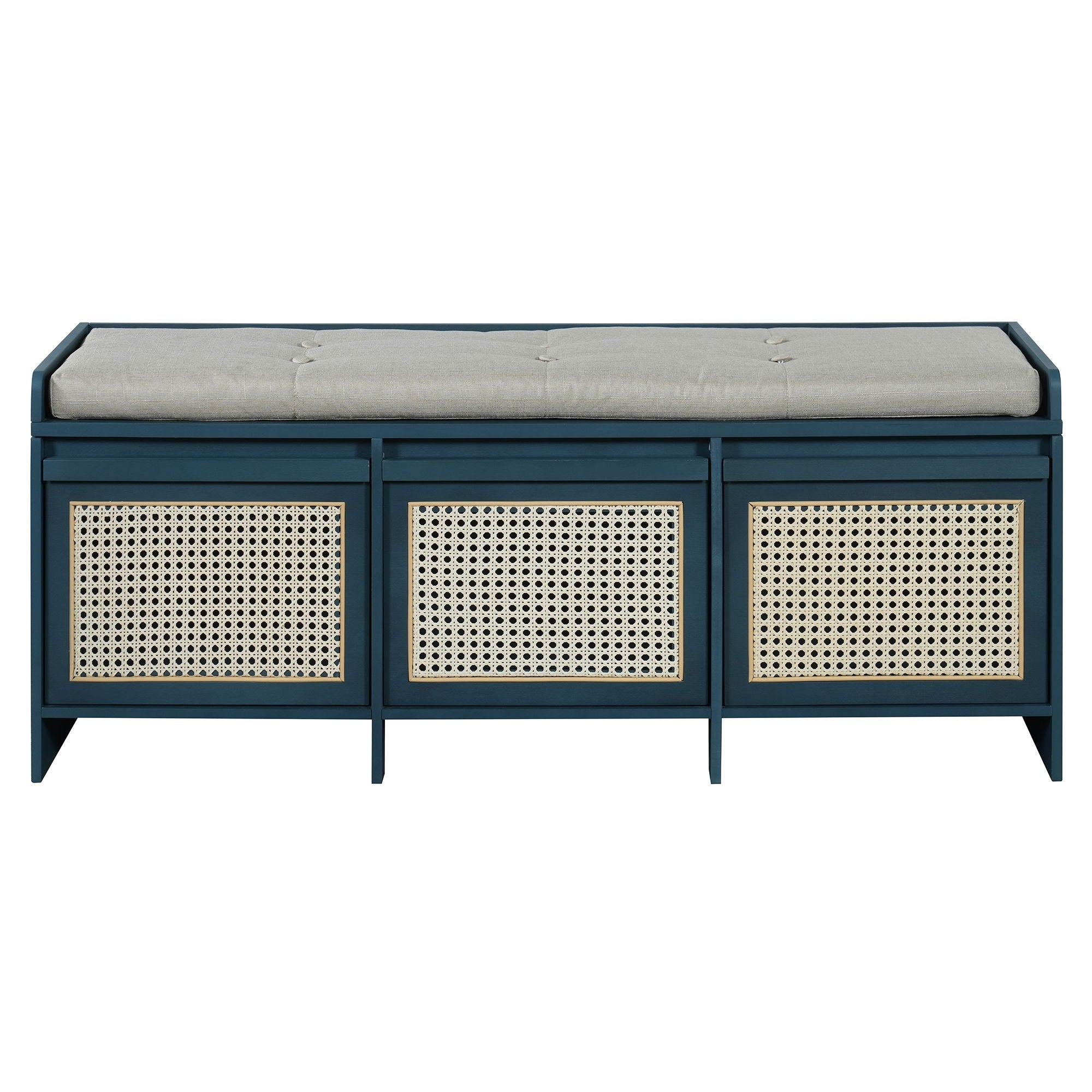 Entryway Shoe Bench With Drawers &amp; Button Tufted Cushion