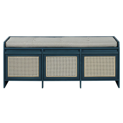 Entryway Shoe Bench With Drawers &amp; Button Tufted Cushion