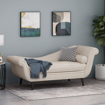 Auroral - Upholstered Chaise Lounge With Scrolled Arms And Tapered Legs