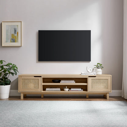 Modern Door Low TV Stand For TVs Up To 80&quot; - Coastal Oak