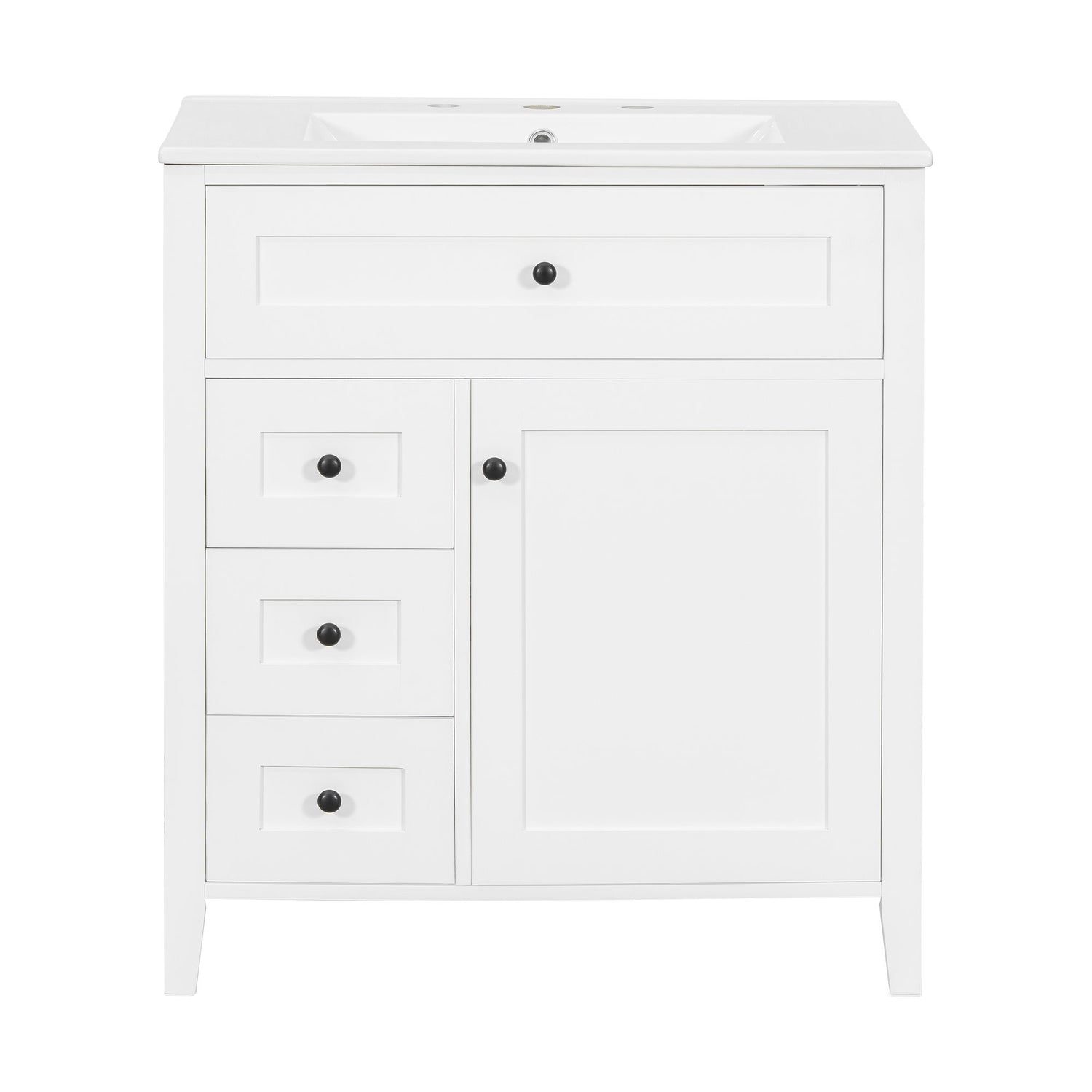 Modern Bathroom Vanity With Sink, 3 Drawers And Adjustable Shelf