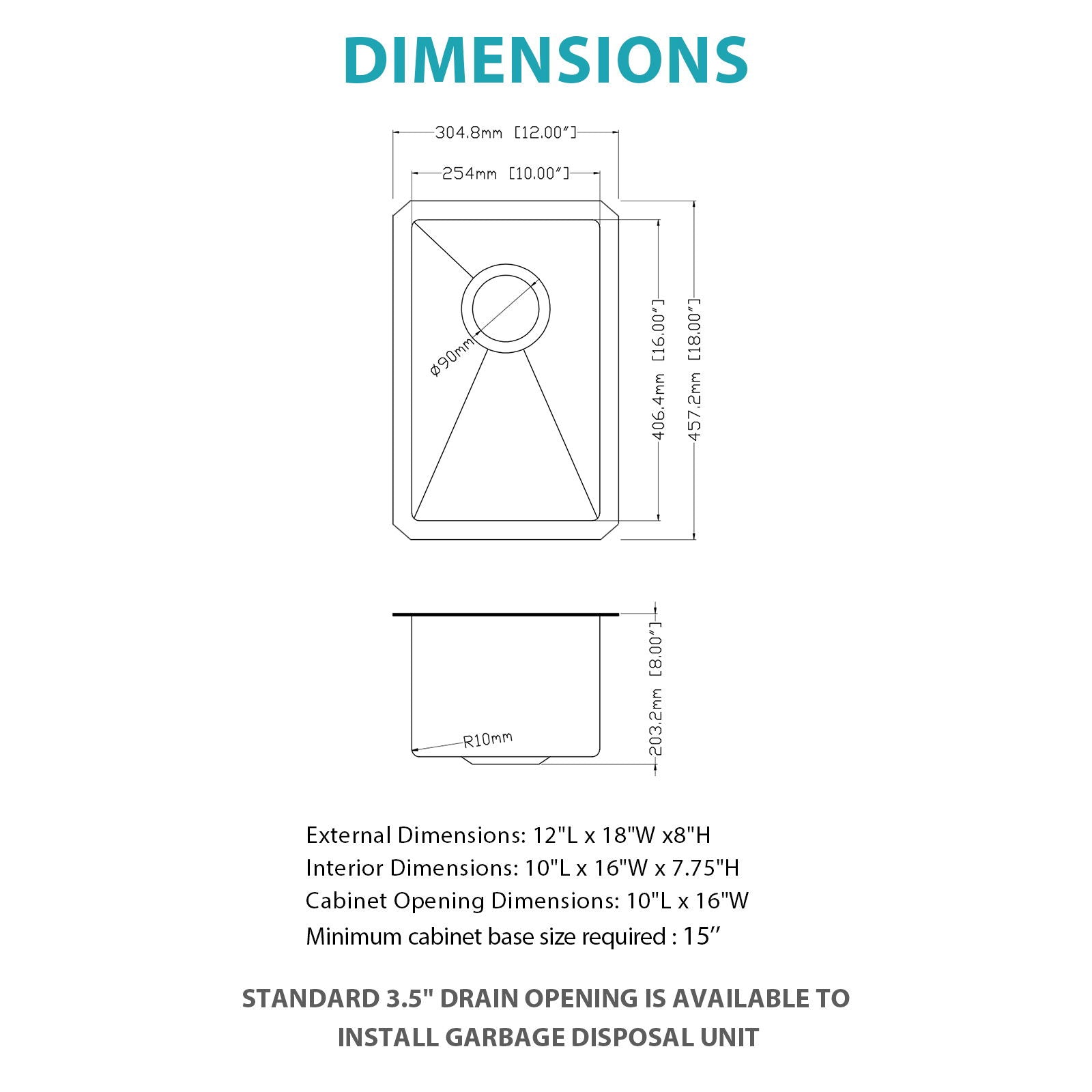 12&quot; Undermount Kitchen Sink, Deep Single Bowl - Brushed Nickel