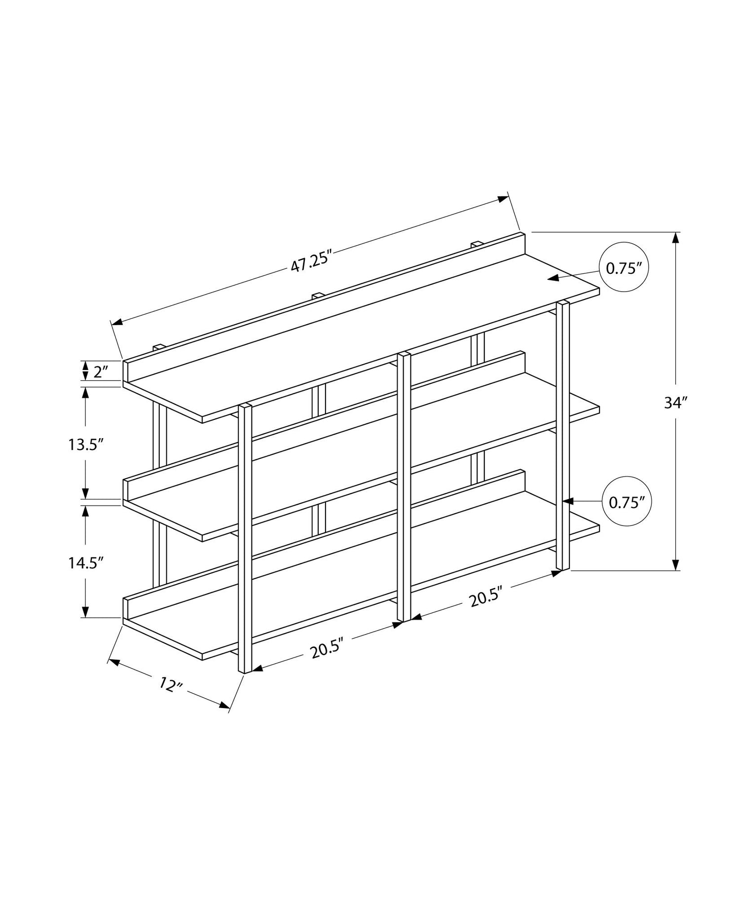 Accent Console Table For Entryway, 3 Tier Design