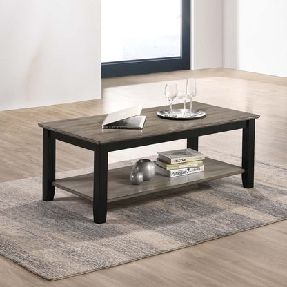 3 Piece Table Set With Open Shelf Storage, Includes Coffee, End &amp; Console Table - Black / Black / Gray / Gray
