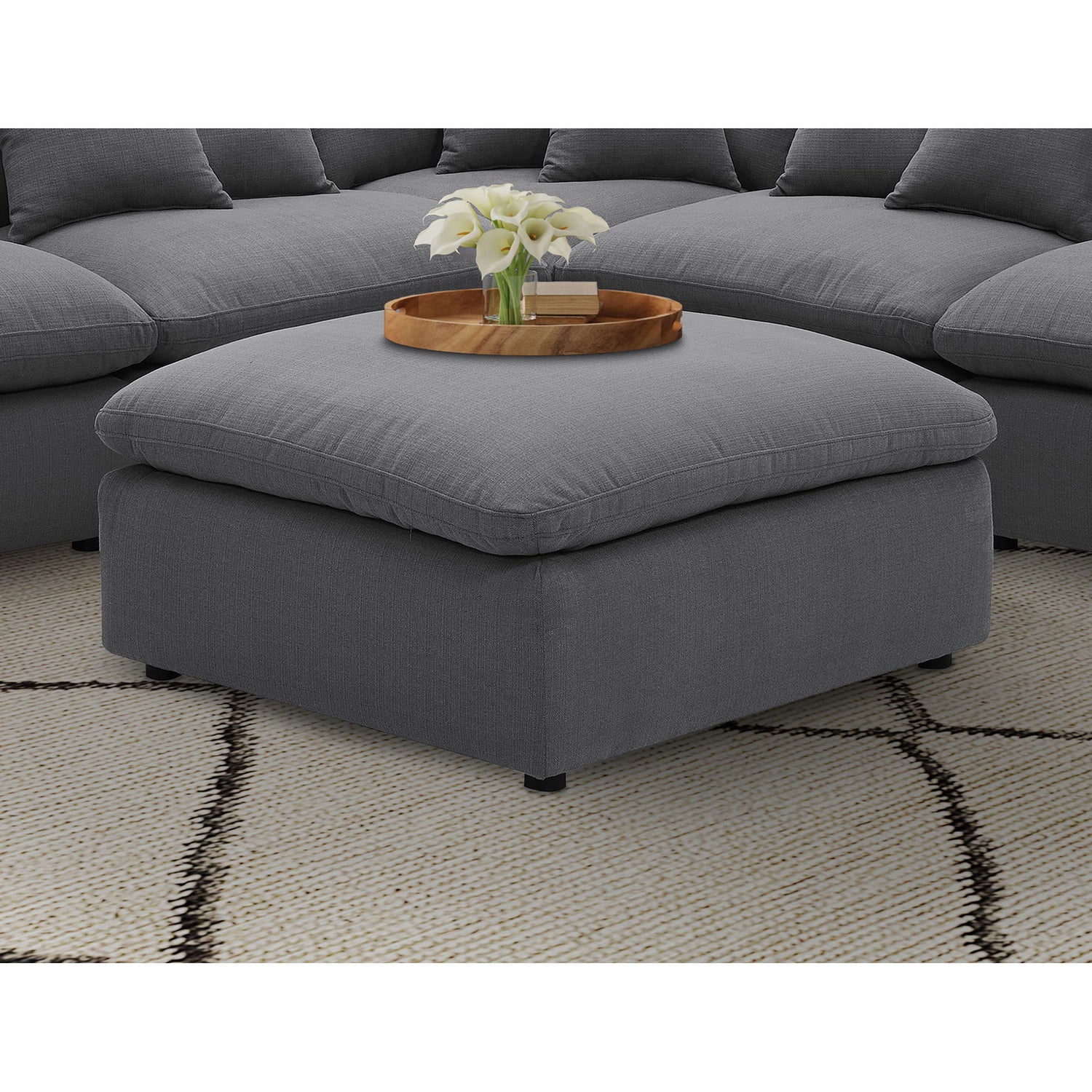 Greeley - Upholstered Square Ottoman With Cushion - Charcoal