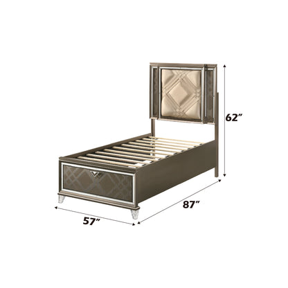 Skylar - Full Bed With LED &amp; Storage - Dark Champagne