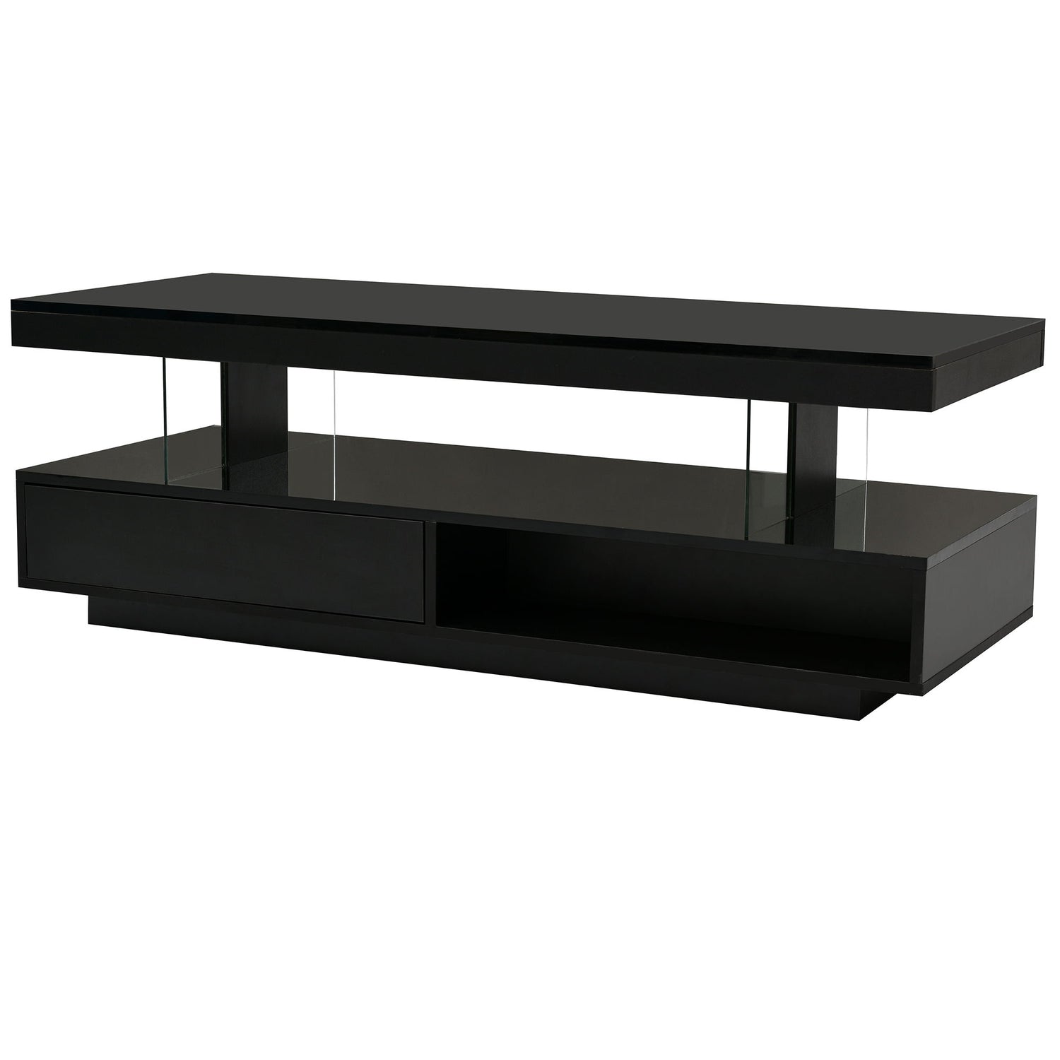 LED Coffee Table With 2 Drawers And Display Shelves