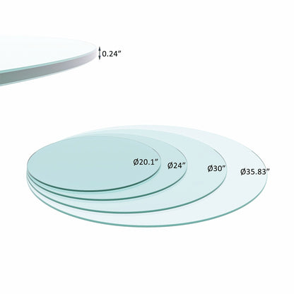 36&quot; Round Tempered Glass Table Top Clear Glass 1 / 4&quot; Thick Flat Polished Edge - Transparent