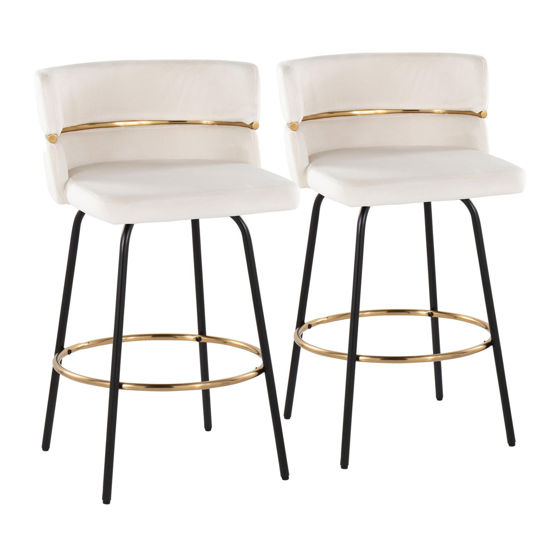 Cinch - Contemporary Fixed Height Counter Stool With Swivel &amp; Round Footrest (Set of 2)