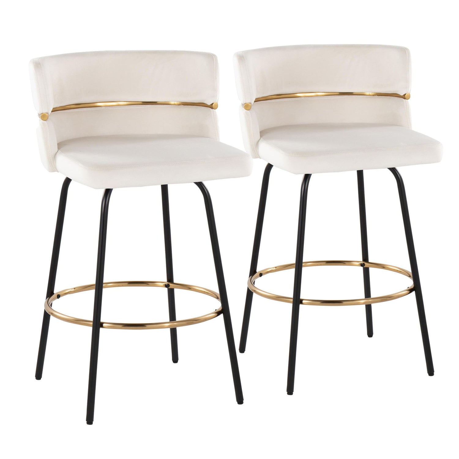 Cinch - Contemporary Fixed Height Counter Stool With Swivel &amp; Round Footrest (Set of 2)