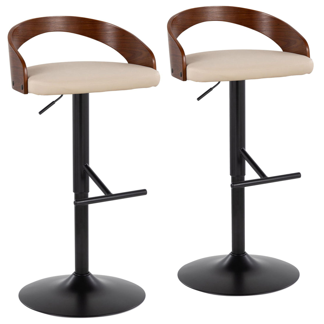 Grotto - Contemporary Adjustable Barstool &amp; Swivel With Straight T Footrest (Set of 2)