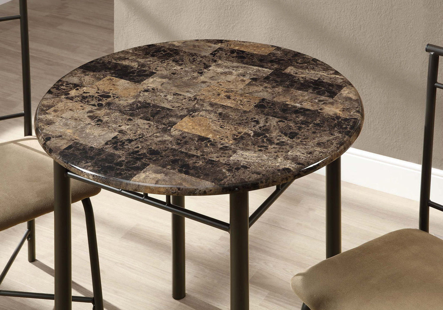 3 Pieces Dining Table Set, Small, Round, Contemporary &amp; Modern