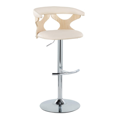 Gardenia - Contemporary Adjustable Barstool &amp; Swivel, Rounded T Footrest (Set of 2)
