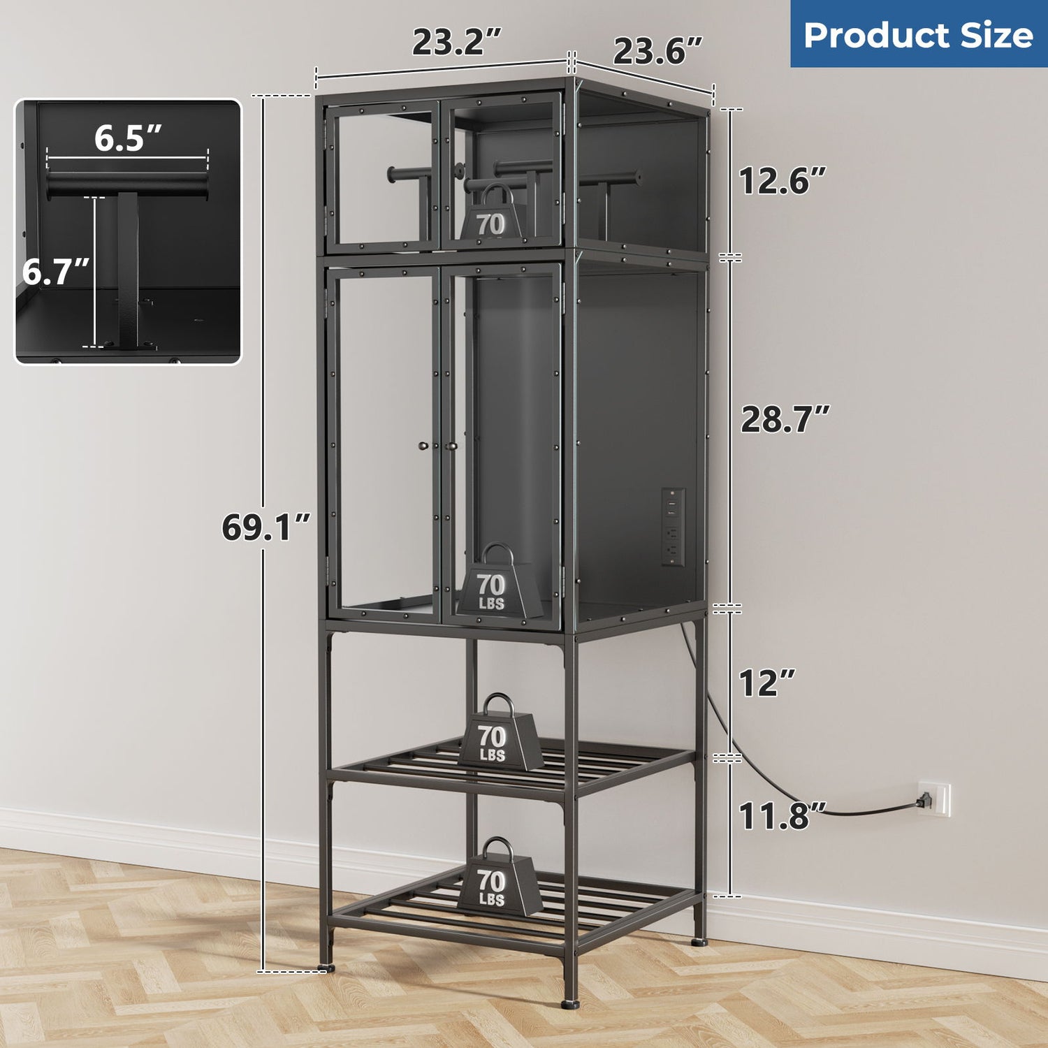 3D Printer Cabinet With Double Layer Filament Storage, T-Shaped Filament Bar, Noise Reducing And Dust Proof Design - Black