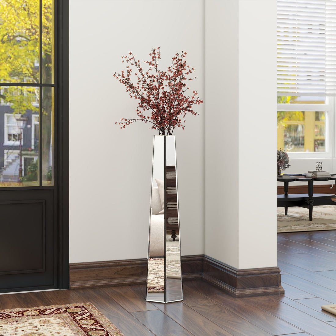 Handmade Glass Floor Vase - Silver