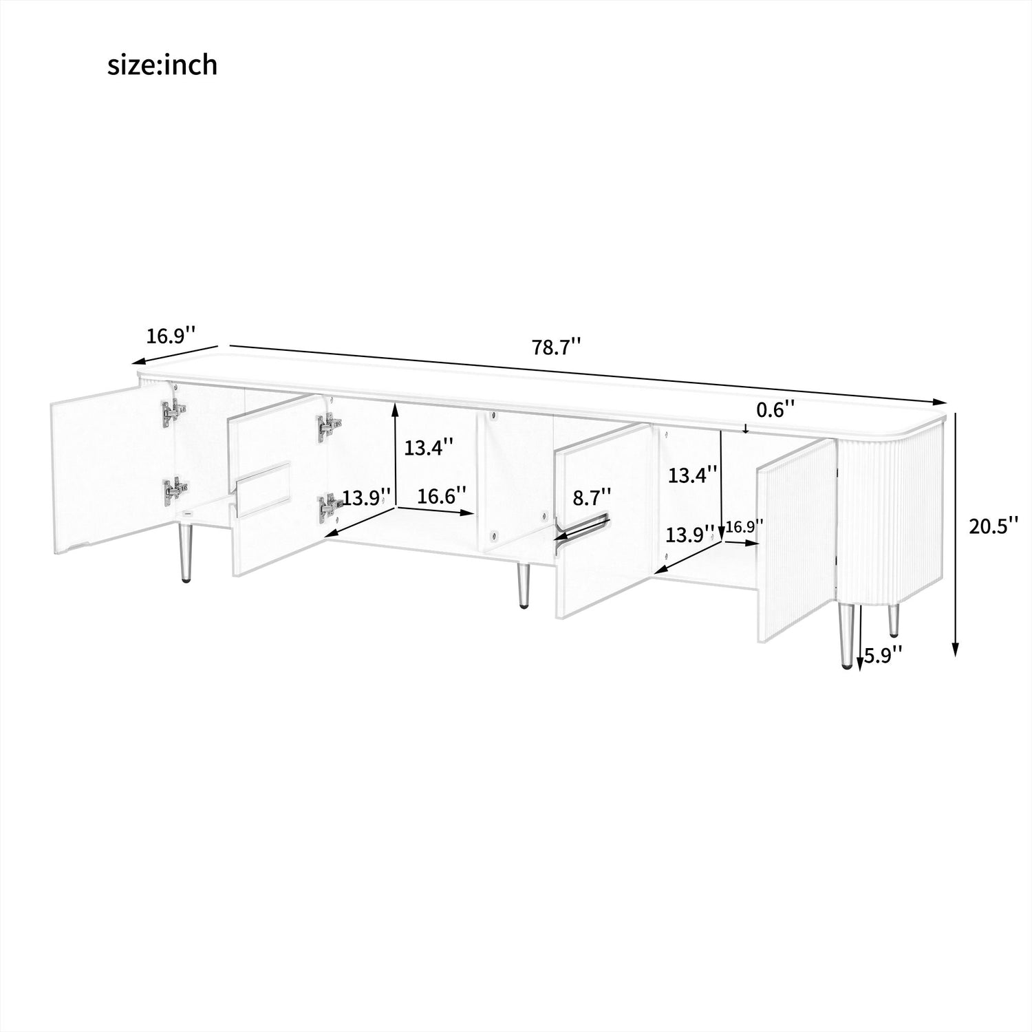 Minimalist TV Stand For TVs Up To 85&quot;, Modern Entertainment Center Media Console With 4 Spacious Cabinets For Living Room