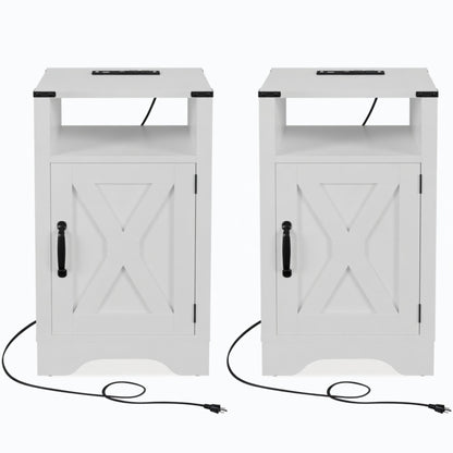 Farmhouse Nightstand, Charging Station &amp; Storage