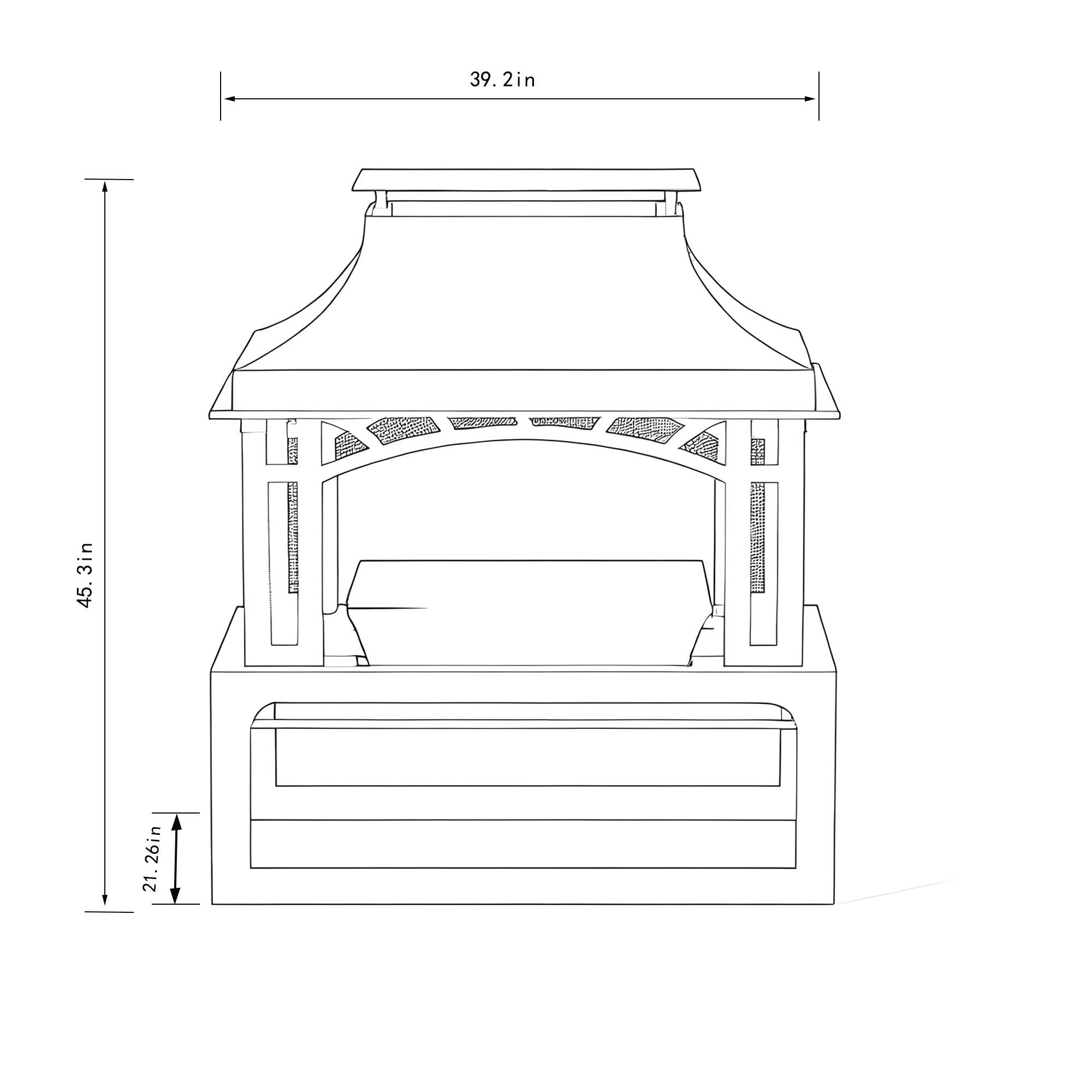 40&quot; Wood Burning Fireplace, 50000 Btu Steel Fire Pit, Wood Burning Chimney For Outside Patio Deck Garden Backyard - Black