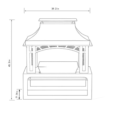 40&quot; Wood Burning Fireplace, 50000 Btu Steel Fire Pit, Wood Burning Chimney For Outside Patio Deck Garden Backyard - Black