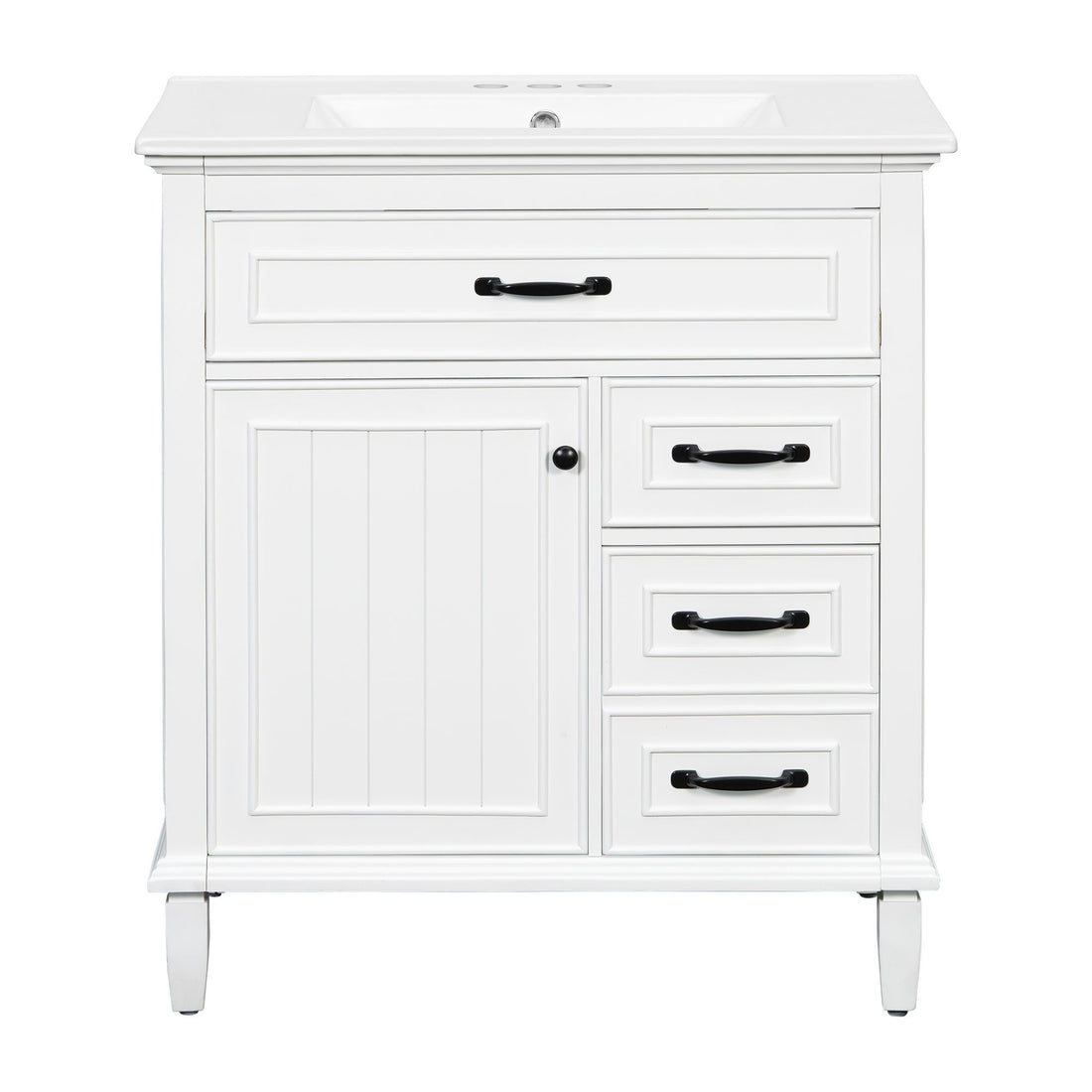 Bathroom Vanity With Sink Top, Flip Drawers, Adjustable Shelf