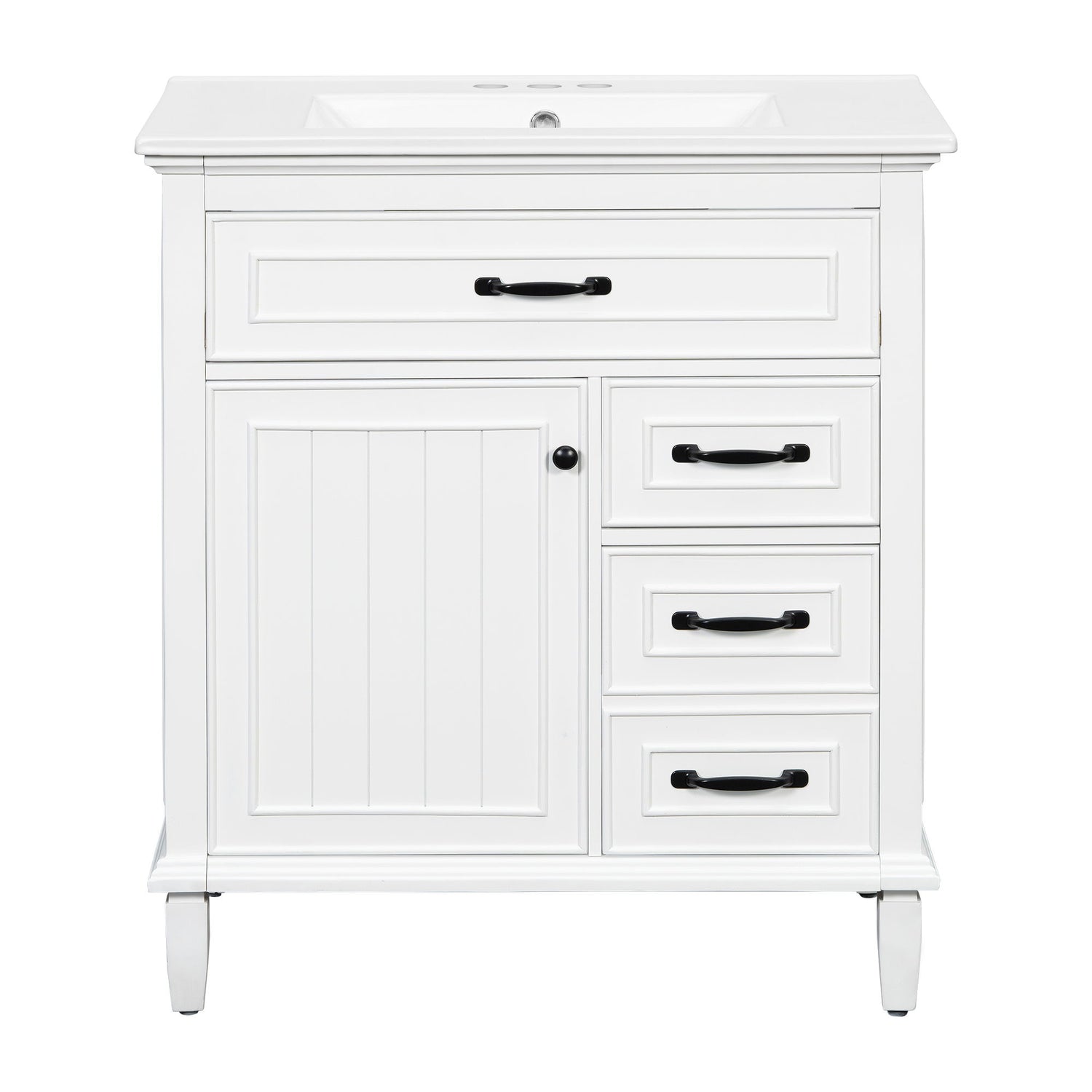 Bathroom Vanity With Sink Top, Flip Drawers, Adjustable Shelf
