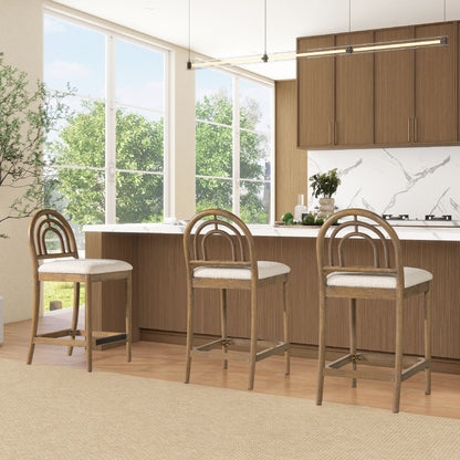 Leon - Arched Back &amp; Upholstered Counter Stool (Set of 2) - Ivory White
