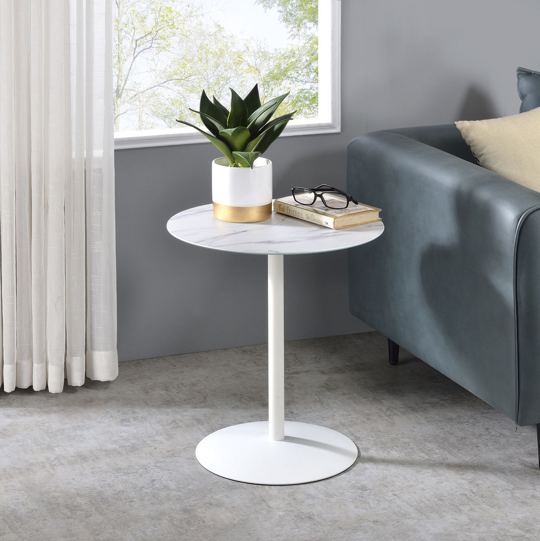 Circa - 17.5&quot; End Table With Marble Textured Top