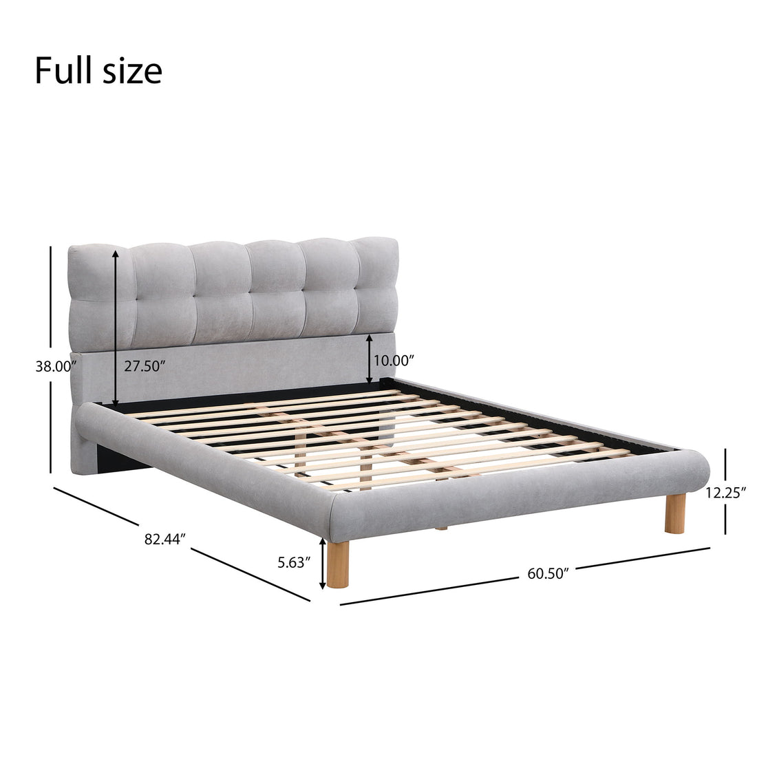Upholstered Platform Bed Frame With Cookie Shaped Headboard