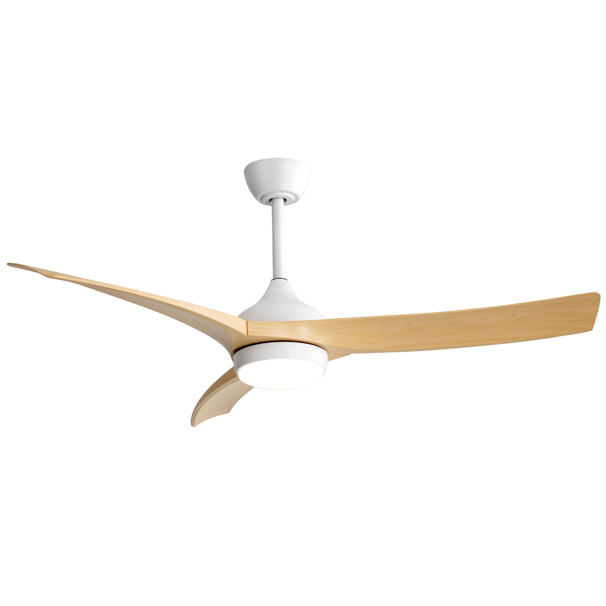 52" Ceiling Fan &amp; 18W LED Light And Remote Control, DC Motor For Bedroom - White