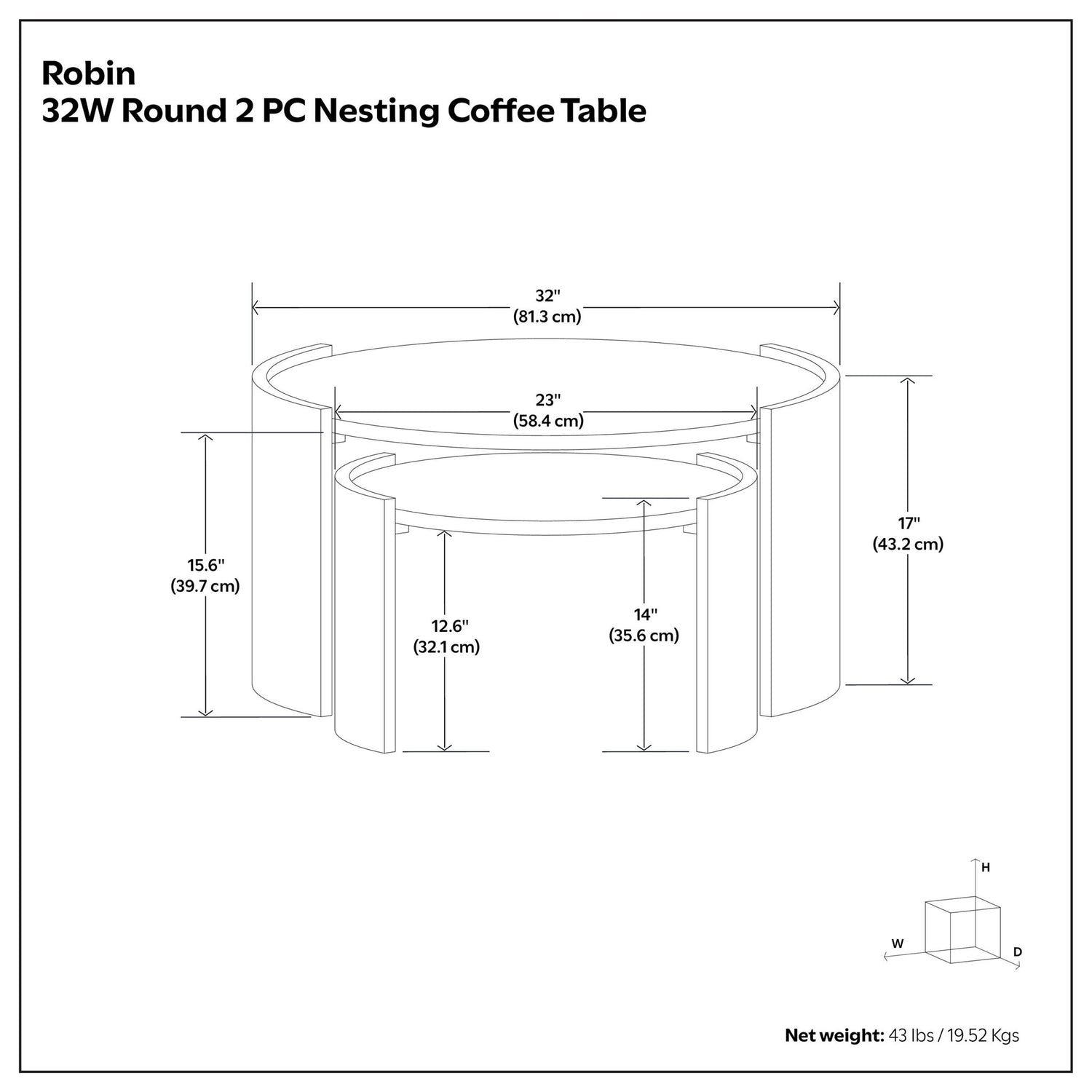 Robin - 2 Piece Nesting Table - Gray