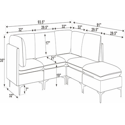 Upholstered Modular Sectional &amp; Tall Legs