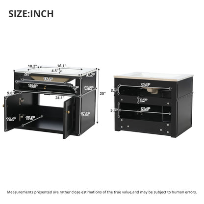 Wall Mounted Bathroom Vanity With Tip Out Drawer And Open Back Design