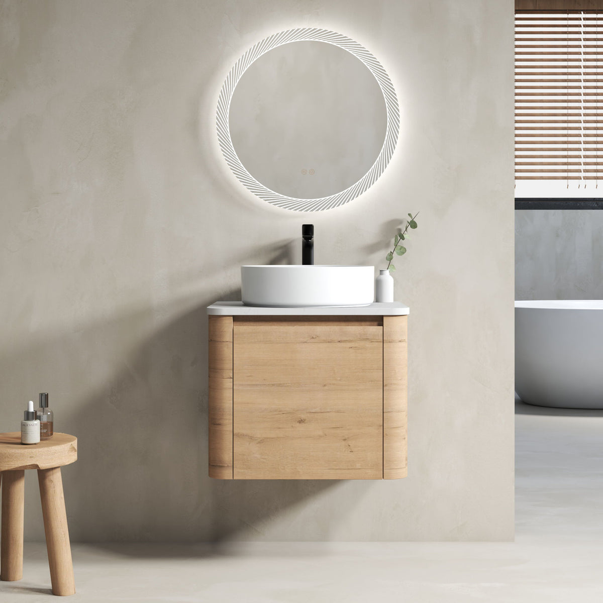 Wall Mounted Bathroom Vanity &amp; Art Sink &amp; 1 Soft Close Door