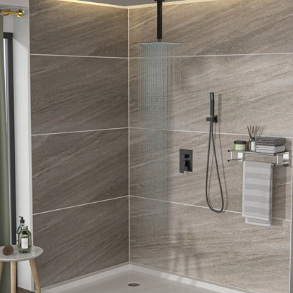 Dual Shower Head 16&quot; Ceiling Mount Square Shower System With Rough In Valve