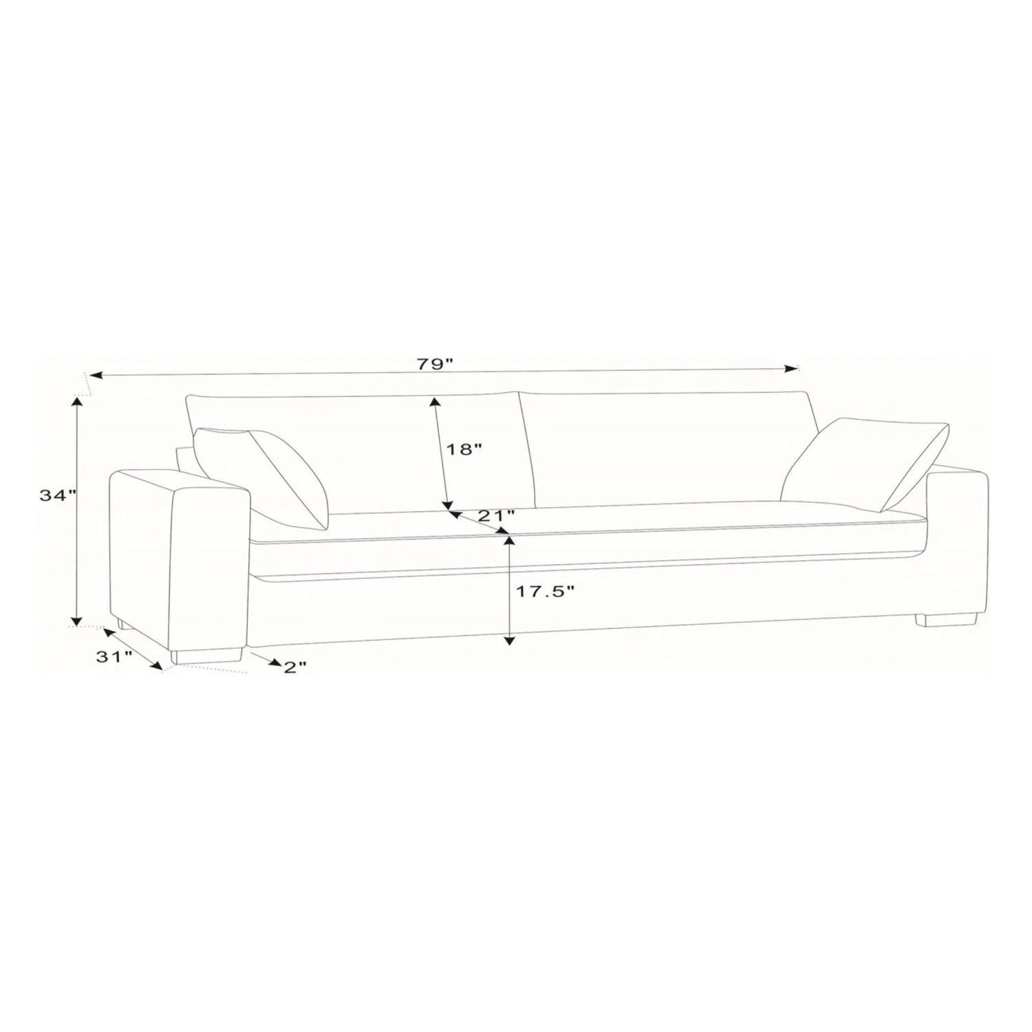 Upholstered Sofa With Toss Pillows - Dark Gray