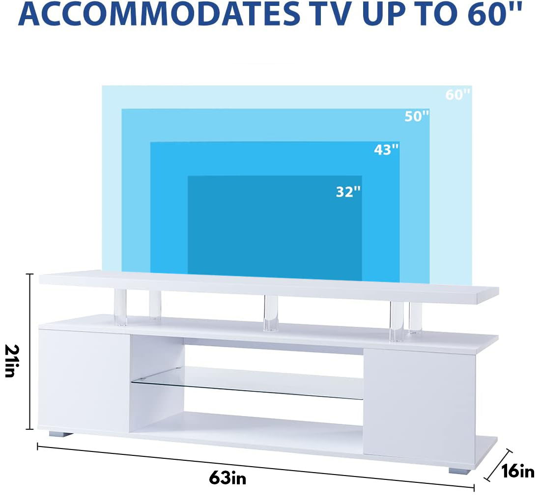 TV Stand LED Gaming Entertainment Center, Media Storage Console Table With Large Side Cabinet