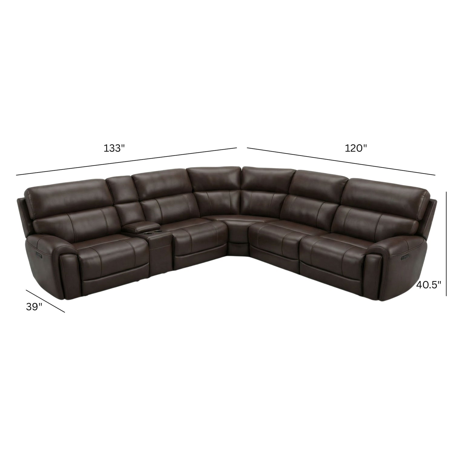 Brazil - Power Sectional With Adjustable Headrest &amp; Footrest - Dark Brown